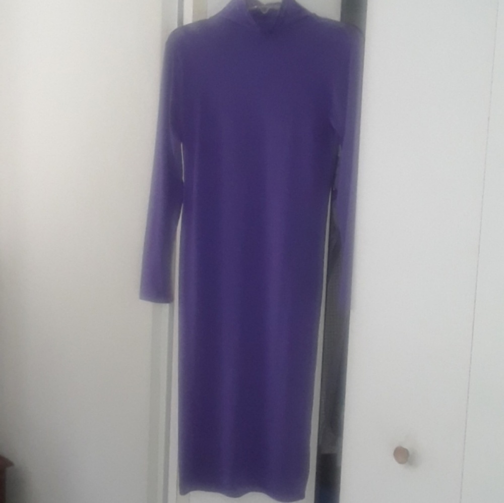 Purple dress.